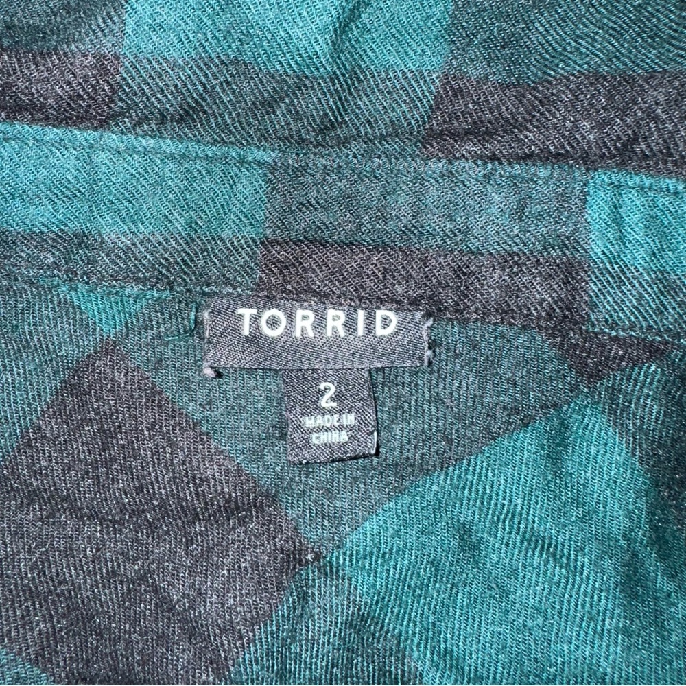 Torrid Green Gingham Soft Spring Long Sleeve Flannel Shirt Womens Large XL 1X - Picture 7 of 7